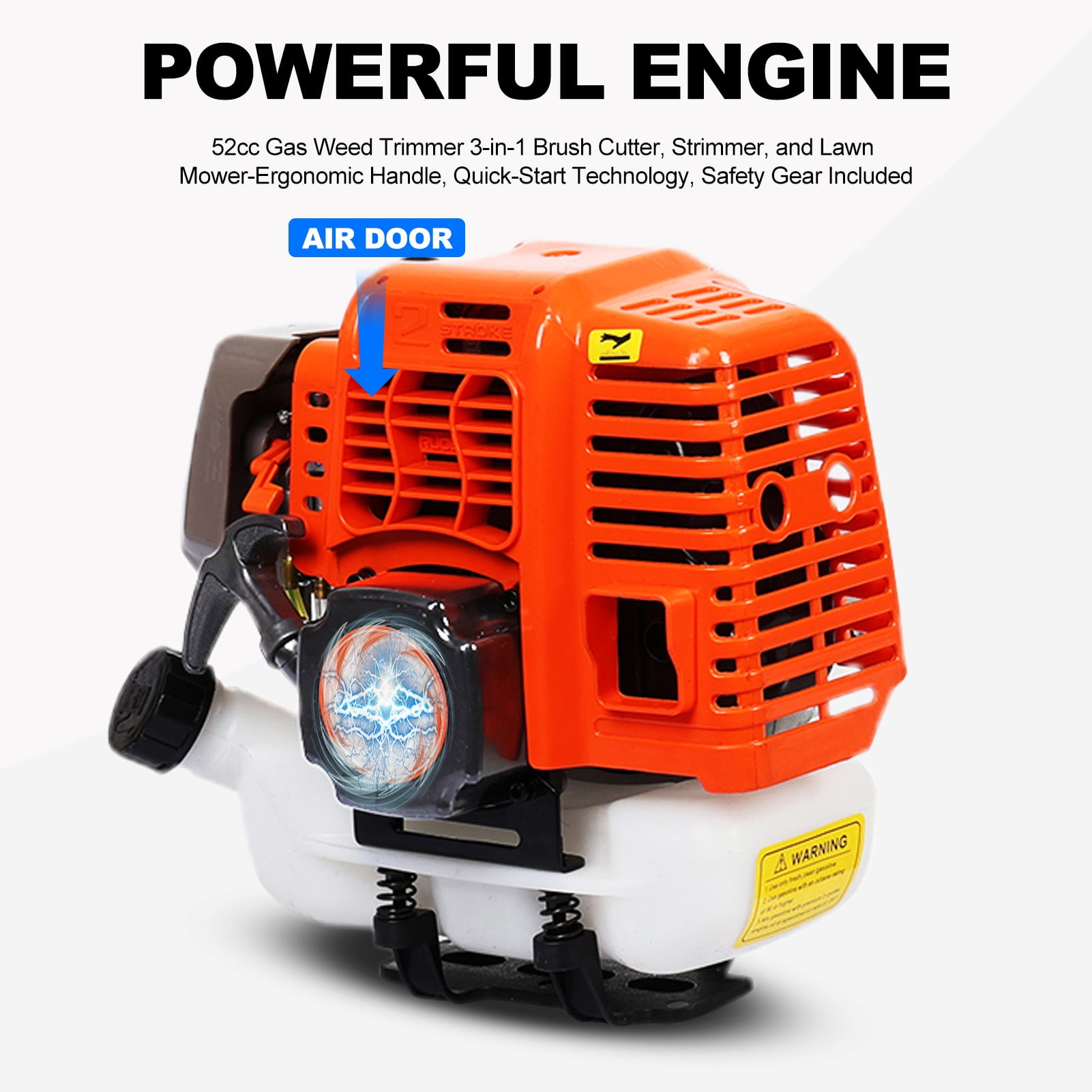 Seipola 52cc Gas String Trimmer & Brush Cutter, 2-in-1 Weed Wacker with 10" Blade & 0.09" Trimmer Line, Lightweight 2-Stroke Engine, Shoulder Strap & Hedge Trimmer