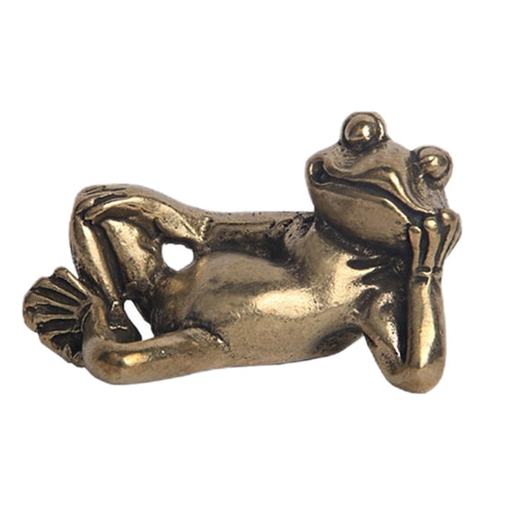 Brass Frogs Statue Brass Frogs Sculpture Gift Desktop Frogs Ornament (As Shown)