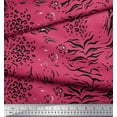 thumbnail image 3 of Soimoi Pink Silk Fabric Leopard & Tiger Animal Skin Print Fabric by the Yard 42 Inch Wide, 3 of 3