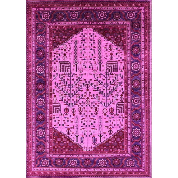 Ahgly Company Indoor Rectangle Oriental Pink Industrial Area Rugs, 8' x 12'