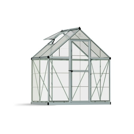 Palram - Canopia Hybrid 6' x 4' Polycarbonate/Aluminum Walk-In Greenhouse – Silver - with Roof Vent
