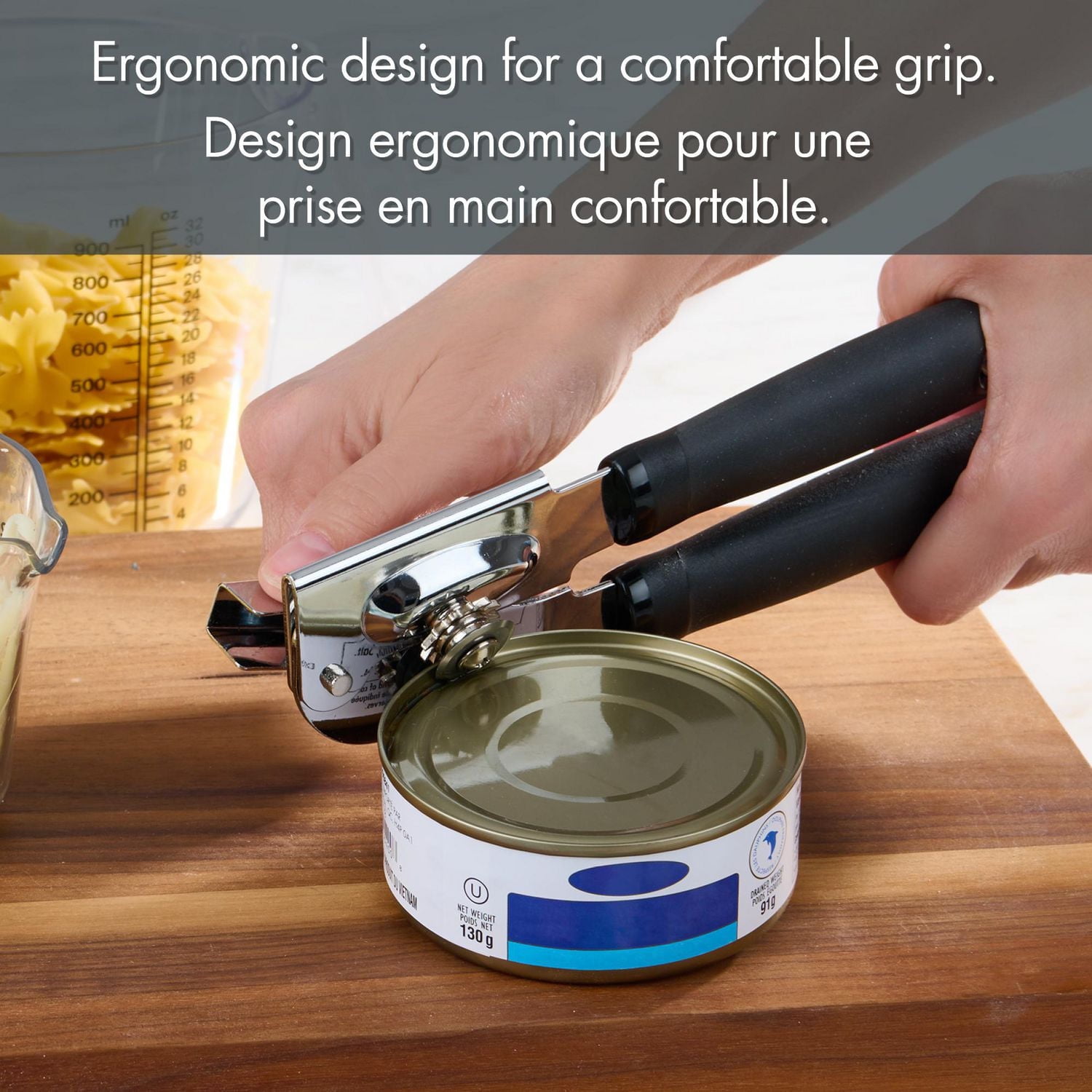 Mainstays Stainless Steel Can Opener, Black, Dimensions:  20 cm x 5.8 cm x 4.8 cm