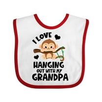 Inktastic Monkey I Love Hanging out with My Grandpa Boys or Girls Baby Bib