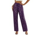 thumbnail image 2 of WWC Womens Elastic Waist Pants, Sequin Casual Pants for Women, Solid Color Lounge Pants with Pockets S-XXL, 2 of 4