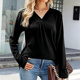 thumbnail image 2 of Camisa de manga larga para mujer, camisetas con cuello en V, tops plisados, túnica, 2 of 5