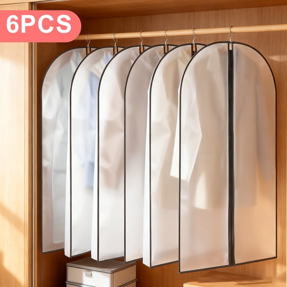 6pcs Hanging Garment Bags, EEEKit Translucent Suit Covers for Closet, Waterproof Dust Proof Clothes Bag with Zipper for Closet Wardrobe Storage Travel
