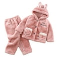 thumbnail image 2 of KYAIGUO 2 Piece Toddler Fleece Pajamas Set for Kids Thickened Hooded Plush Coat & Pants for Boys Girls 1-12 Y, 2 of 8
