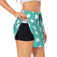 thumbnail image 1 of Balery Teal Turquoise And White Polka Dot Pantalones cortos deportivos para mujer con forro y dos bolsillos, elásticos, para entrenamiento, gimnasio, yoga-Medium, 1 of 7