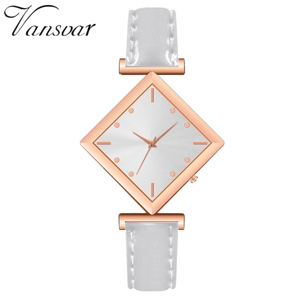 Reloj de cuarzo para mujer, relojes para mujer VANSVAR Reloj de pulsera analógico con correa de cuero de cuarzo informal para mujer Reloj de acero inoxidable