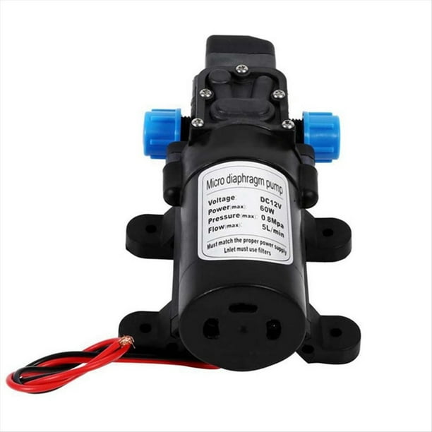 DC 12V 60W 120PSI 5L/MIN Bomba de Agua Eléctrica Agrícola Mini Negro Pulverizador de Agua de Diafragma de Alta Presión Lavado de Autos