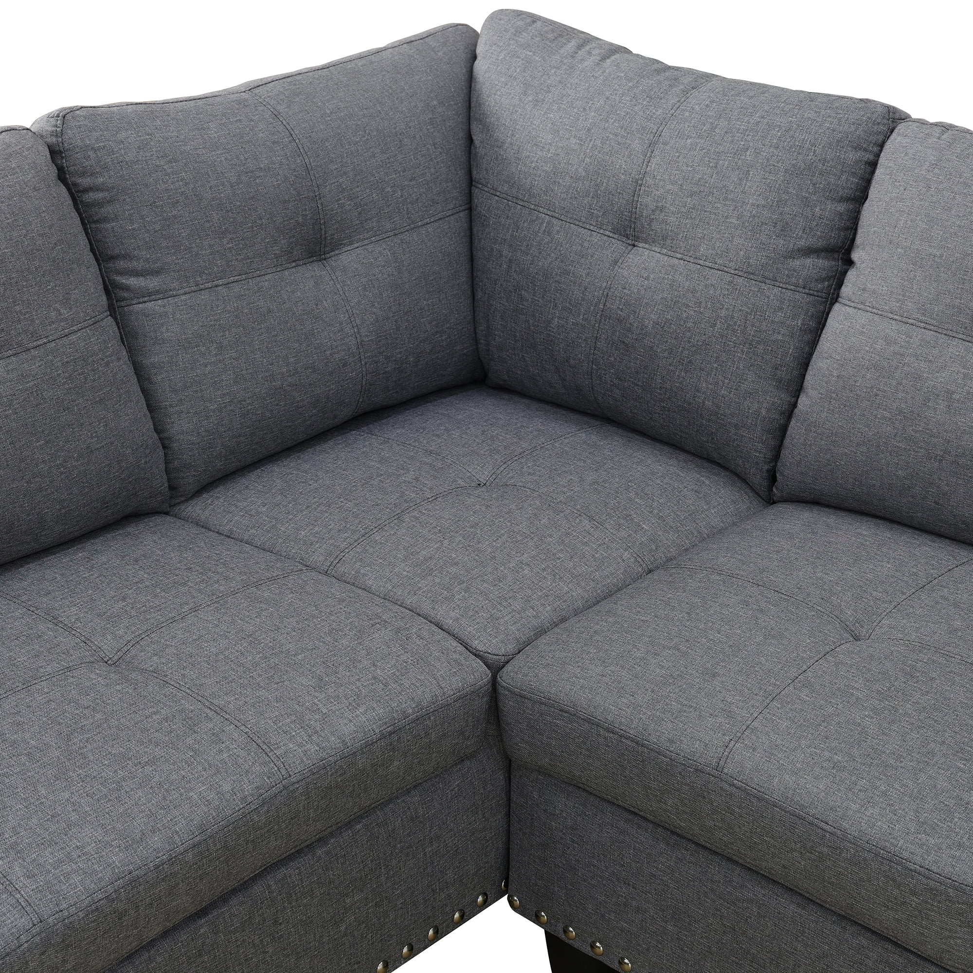 Prilinex Classic L-Shaped Sectional Sofa Couch for Living Room, Modern Modular Sofa with Chaise, Classic Lounge Couch Sleeper for Apartment, Gray
