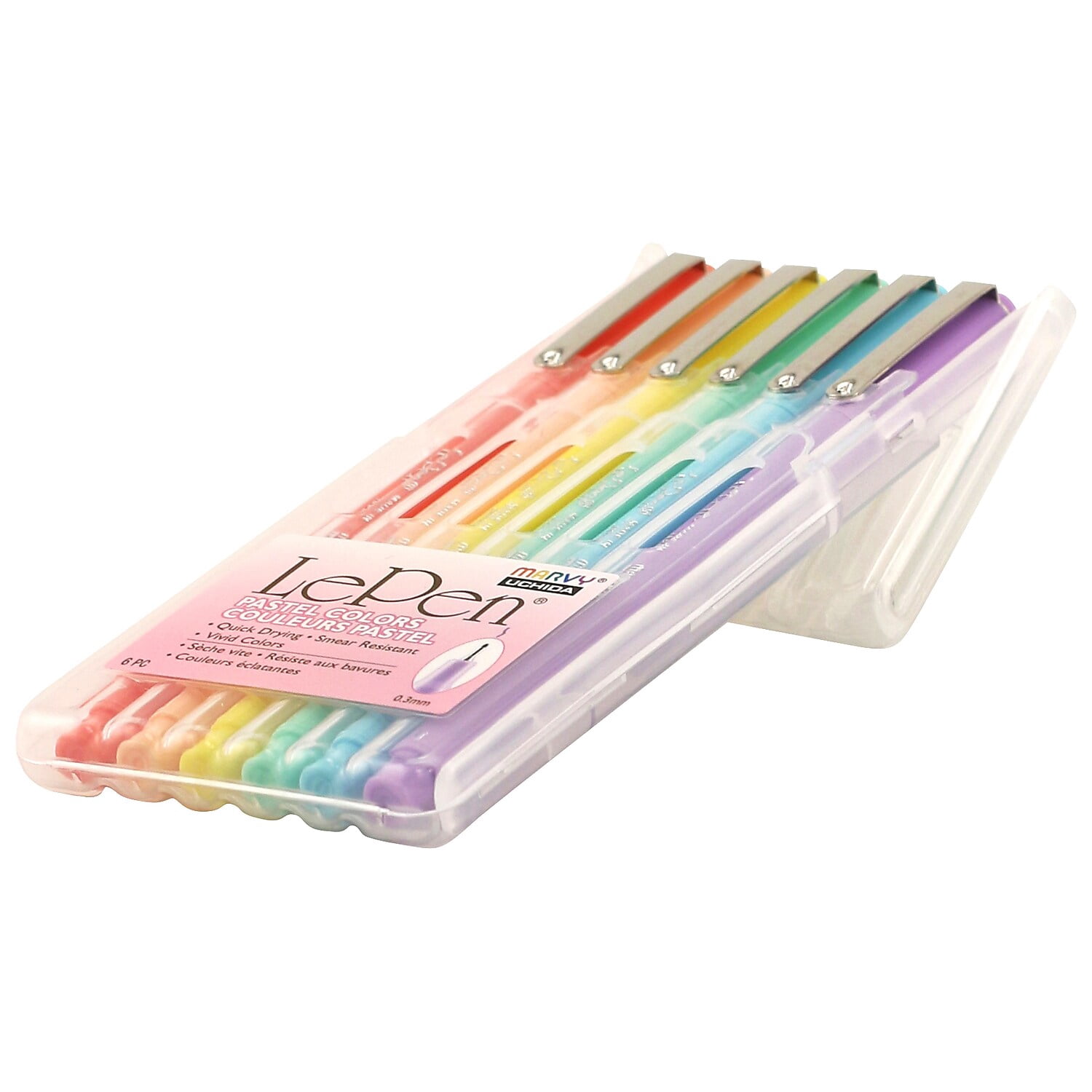 Marvy Uchida LePen Felt Pen Micro Fine Point 0.3mm Assorted Pastel Inks 6/Pack 2 Packs (UCH43006P-2)