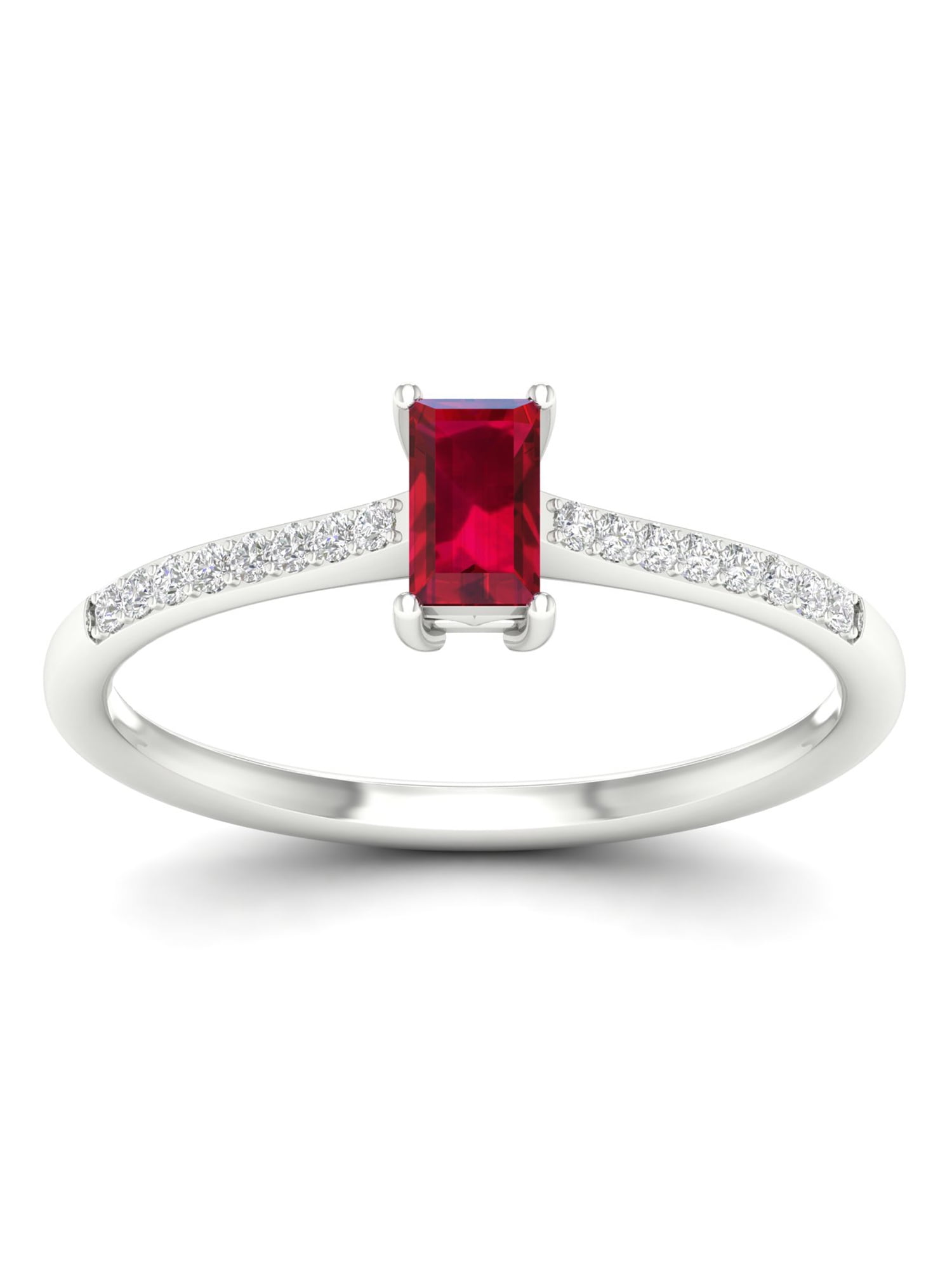 Imperial Gemstone 10K White Gold Baguette Cut Ruby 1/10 CT TW Diamond  Women's Fashion Ring - Walmart.com