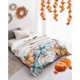 thumbnail image 4 of Orange Blue Pumpkin Flannel Blanket for Bed,Travel and Camping, Fall Thanksgiving Floral Maple Leaves Watercolor Super Soft Cozy Blanket for All Seasons 50"x80", 4 of 6