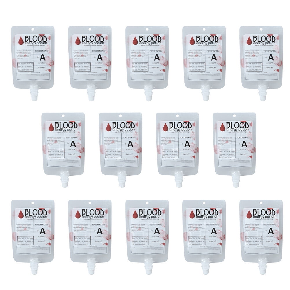 14pcs Blood Pouches Halloween Party Drink Container Halloween Drink Bags (Random Blood Type