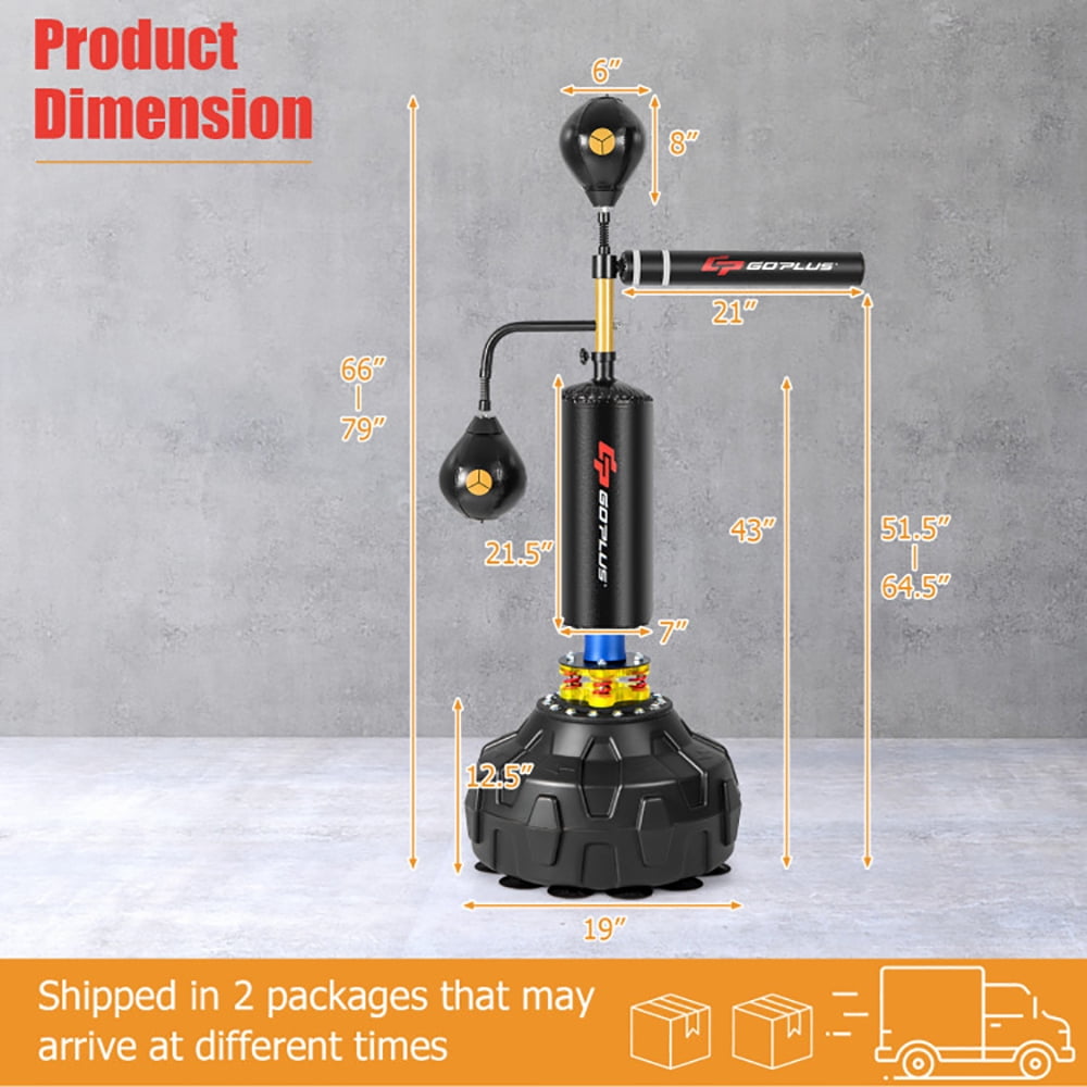 YYAo Punching Bag,Men Kickboxing Bag,Kickboxing Training Equipment Bags,Boxing Speed Trainer Freestanding Fillable 360° Spinning Bar Adjustable Height
