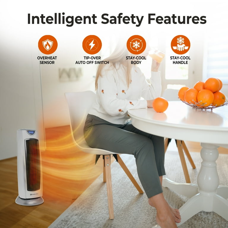 Comfort Zone Portable 1500W Ceramic Oscillating Digital
