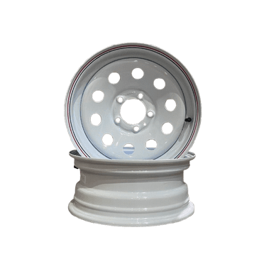 Taskmaster 2-PACK Steel Trailer Wheel Rim 15x6 5x4.5 White Mod with Pin Stripes