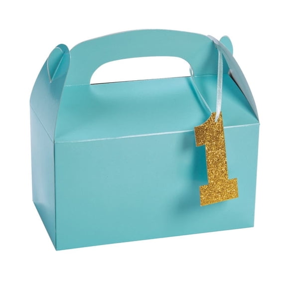 Lt Blue 1St Birthday Treat Boxes W/Tag - Party Supplies - 12 Pieces