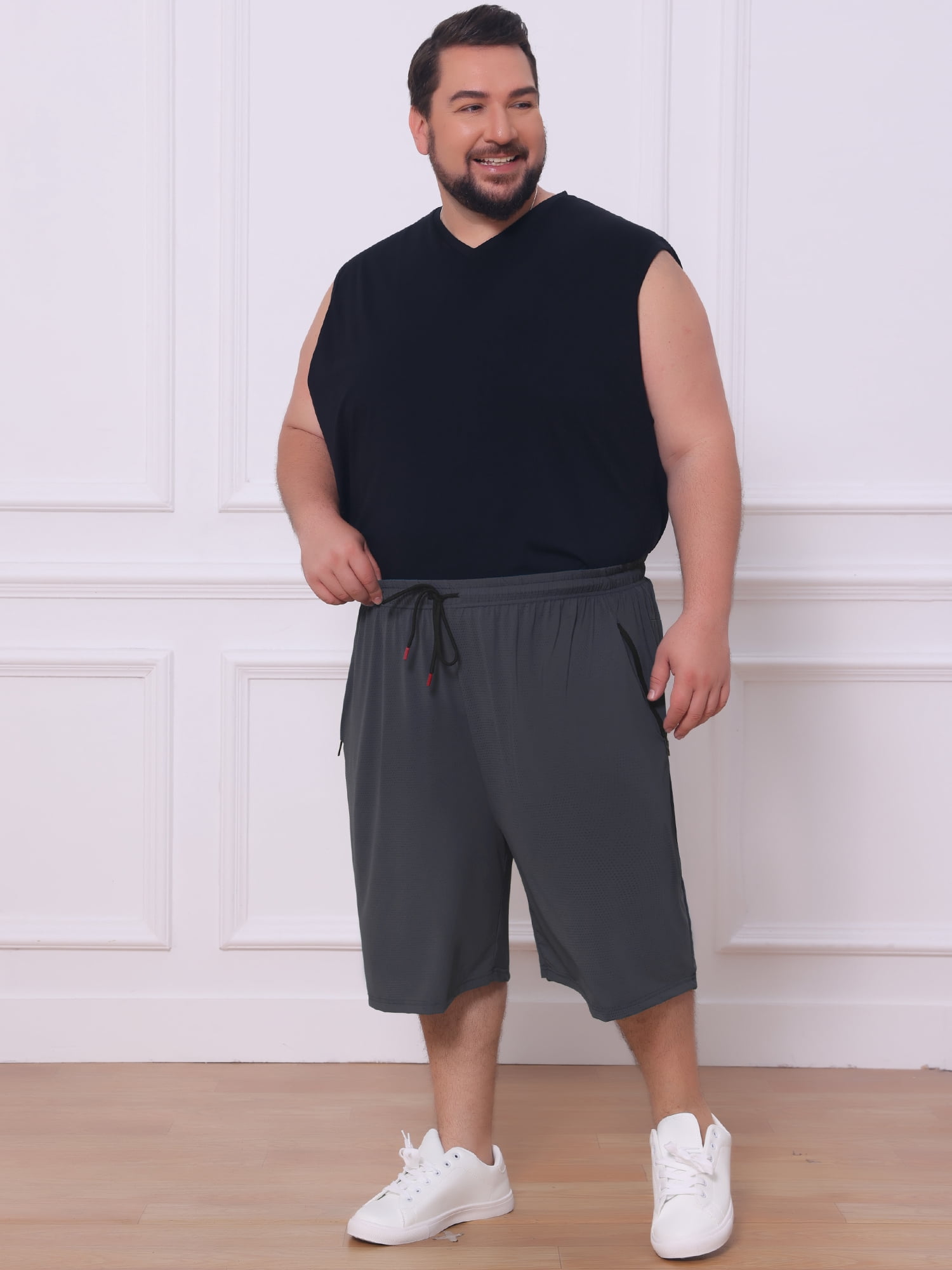 DARING DIVA Men's Big Tall Athletic Shorts with Zipper Pockets 2XL Gray