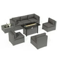 thumbnail image 3 of SUNCROWN Outdoor Patio Furniture Set 8 Piece Outdoor Sectional Sofa Grey Wicker Conversation Sofa Set with Coffee Table, Cushions and Fire Pit Table, Grey, 3 of 7