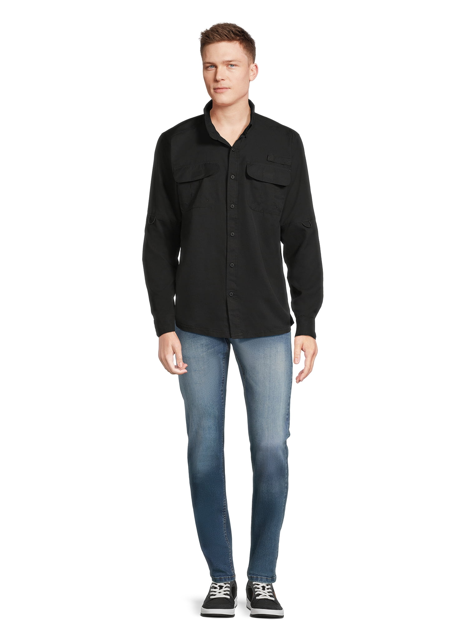Burnside Men's and Big Men's Long Sleeve Utility Shirt with Pockets, Sizes M-2XL