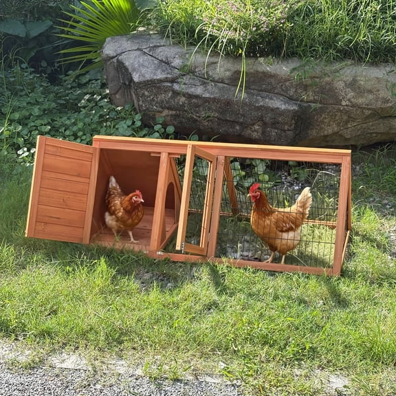 Wooden Tiny Chicken Coop,Mini Duck Hutch with Brooder Cage Wire Mesh for Indoor Outdoor Use,Brown