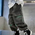 thumbnail image 2 of Kids Cargo Pants Baggy Cargo Pants Elastic Waist with Pocket Loose Fit Sweat Pants for Boys Hip Hop Pants Boys Sweatpants 9-10 Years, 2 of 9