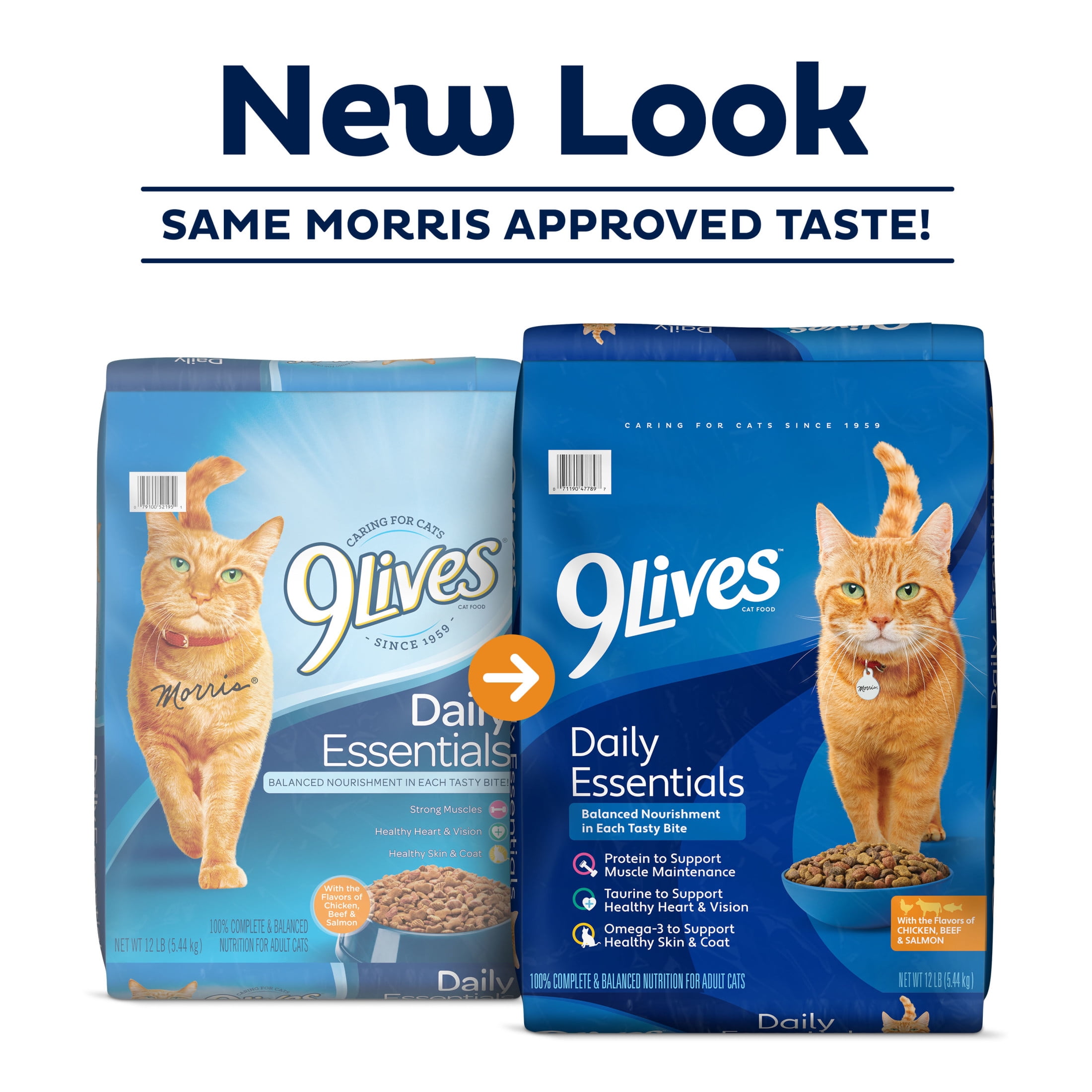 (2 pack) 9Lives Daily Essentials Dry Cat Food for Adult Cats with Chicken, Beef & Salmon, 20 lb. Bag