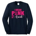thumbnail image 2 of I Wear Pink for My Aunt Survivor Awareness Mens Long Sleeve Shirt, Navy, Medium, 2 of 3