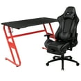 thumbnail image 2 of Emma + Oliver Gaming Bundle-Cup/Headphone Desk & Gray Reclining Footrest Chair, 2 of 12