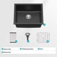 thumbnail image 6 of SUNRINX 21" Undermount Kitchen Sink Black Quartz Granite Composite Single Bowl Bar Sink, 6 of 10