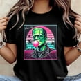 thumbnail image 2 of Vaperwave Frankenstein Retro Neon Horror T-Shirt, Synthwave 80's Styled Classic Halloween Tee, 2 of 5