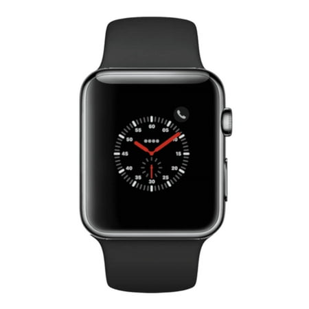 Apple Watch Series 3, 42MM, GPS + Cellular, Space Black Stainless Steel Case, Black Sport Band (Non-Retail Packaging)
