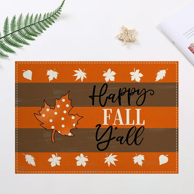 Polyester Pillows Covers Danhjin Thanksgiving Day Fall Themed Linen Placemat Insulation Mat Fall Themed Printed Kitchen and Home Dining Table Mat Home Decor