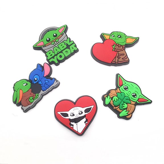 5 Pcs Cartoon Yoda Baby PVC Shoe Charms for Clog Sandals, Cute Shoes Decoration Charms for Teen Adults Party Gifts