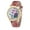 Brown, variant on Women's Digital Quartz Watch Faux Leather Wristwatch Gold Edge Diamonds Flower Printed Caseback