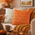 thumbnail image 4 of decorUhome Fall Throw Pillow Covers 18x18 Pack of 2, Soft Plush Faux Wool Couch Pillow Covers, Orange Pumpkin (Pillow Cover Only, No Inserts Included), 4 of 7