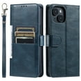 thumbnail image 6 of Classic Premium PU Leather Flip Case for iPhone 11, Wallet Case with Card Slots & Cash Pocket Kickstand Wrist Strap Full Body Protection Folio Case Cover for iPhone 11, Darkblue, 6 of 7