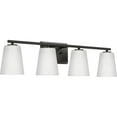 thumbnail image 4 of Vertex Collection Four-Light Matte Black Etched White Glass Contemporary Bath Light, 4 of 16