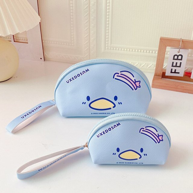 Sanrio-monedero de dibujos animados Kawaii de 2 piezas, bolsa de cosméticos, Hellokitty, Mymelody, Pu, Semicircular, bolsa de almacenamiento para teléfono móvil, regalo para niñas