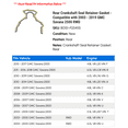 thumbnail image 2 of Rear Crankshaft Seal Retainer Gasket - Compatible with 2003 - 2019 GMC Savana 2500 RWD 2004 2005 2006 2007 2008 2009 2010 2011 2012 2013 2014 2015 2016 2017 2018, 2 of 2