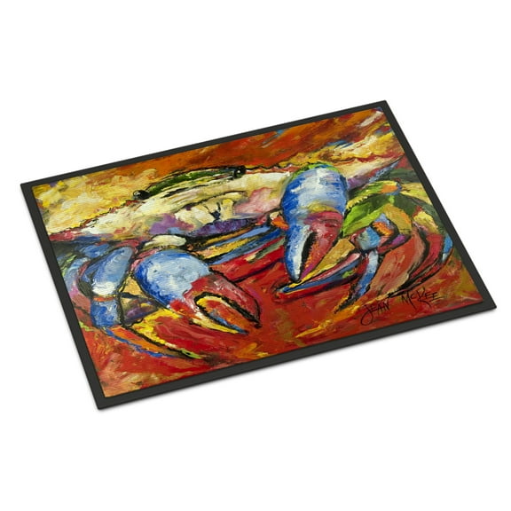 Carolines Treasures JMK1107MAT Blue Crab Red Door Mat Indoor Rug or Outdoor Welcome Mat 18x27 Doormat  27"L x 18"W