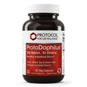 Protocol For Life Balance - ProtoDophilus - 100 Billion, 10 Strains - Healthy Intestinal Probiotic Flora to Support Digestive Function and Immune Health - 30 Veg Capsules