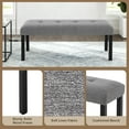 thumbnail image 3 of GZXS 47.24" Linen Upholstered End of Bed Bench with Tufted Button Seat, Farmhouse Padded Dining Bench with Solid Wood Legs, for Kitchen, Living Room, Hallway (Gray), 3 of 8