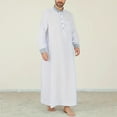 thumbnail image 4 of JAJAHO Mens Kaftan Abaya Thobe Long Sleeve Button Down Collared Pocket Ankle Length Robe Arab Traditional Clothes, 4 of 7