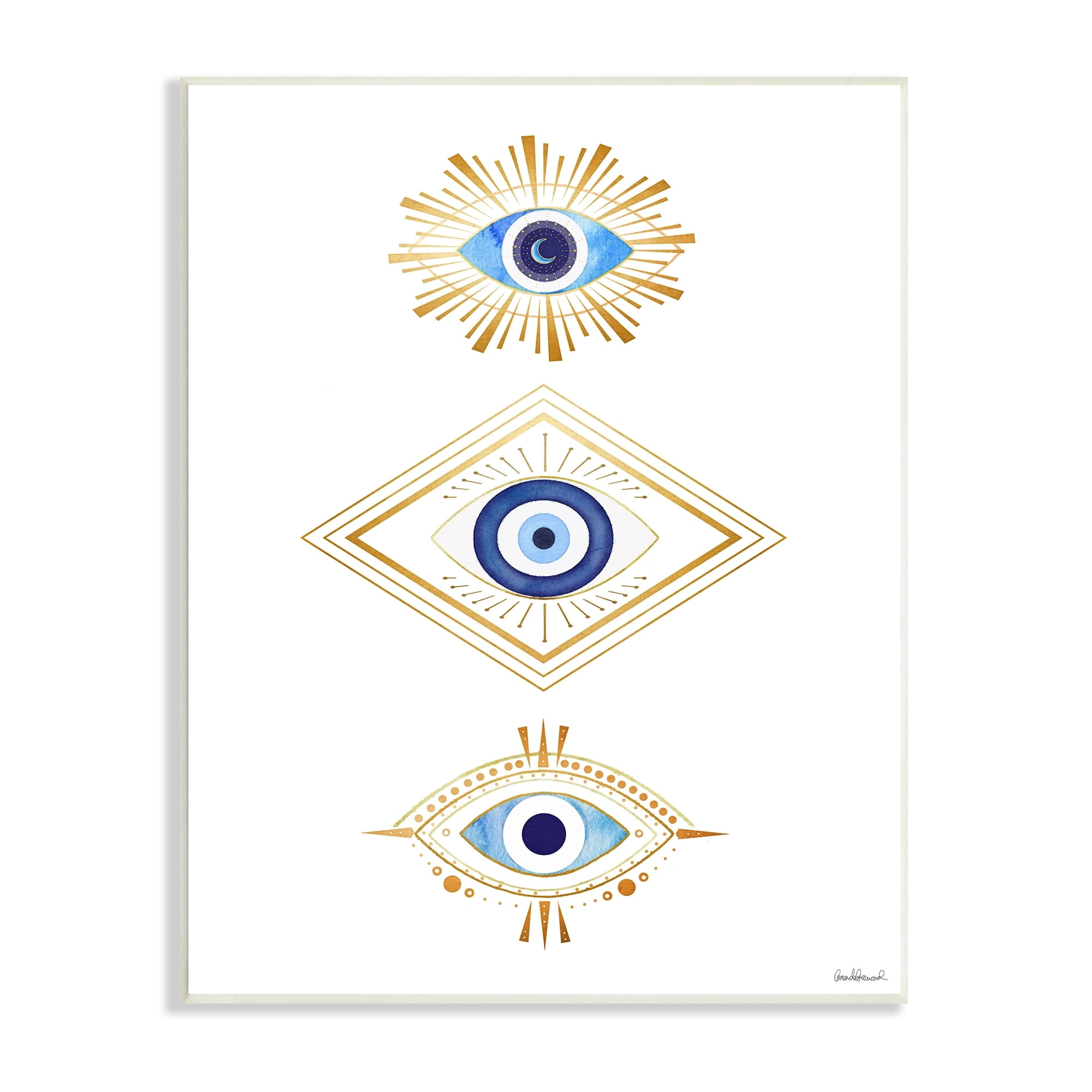 Eye Of Providence Abstract Deco Arrangement Vivid Blue 10 in x 15 in Framed Painting Art Print, by Stupell Home Décor
