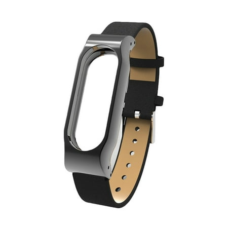 Fashion Casual Replacement Leather Strap for Xiaomi Mi Band 2 (Black)