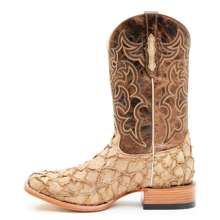 Cody James Men's Black Flat Pirarucu Western Boots - Narrow Square Toe