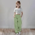 thumbnail image 2 of Aocisk Girls Sweatpants Medium Large Children Solid Color Drawstring Casual Comfortable Girls Trousers Light Green 9-10 Years, 2 of 6